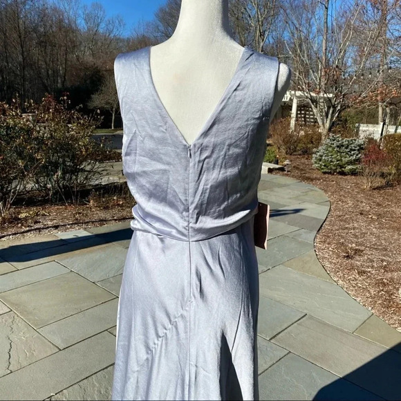 NWT BHLDN Espen Satin Maxi Dress Long MOB Fog Blue Grey 8 - Picture 8 of 12